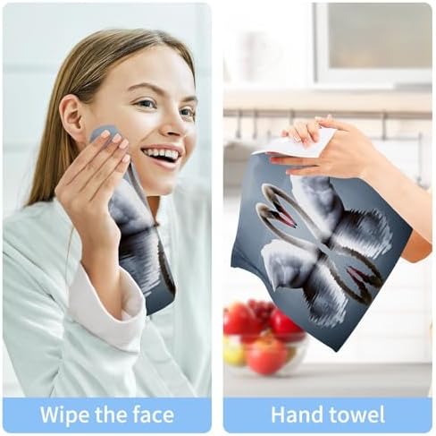 Kigai White Swan Face Towels Soft Absorbent Premium Quality