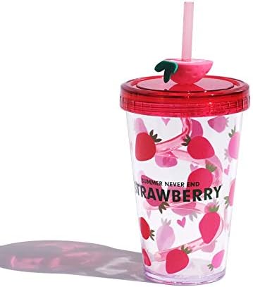 Stylish Fruit Kid Travel Tumbler with Straw Keychain Gift