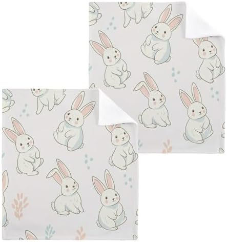 2-Pack Cute Rabbit Washcloth for Bathroom 12x12in Soft Cotton Towels