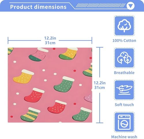 Xigua Christmas Socks Washcloths Set - Multi-Purpose 2-12 Pack - Fast Drying Stylish