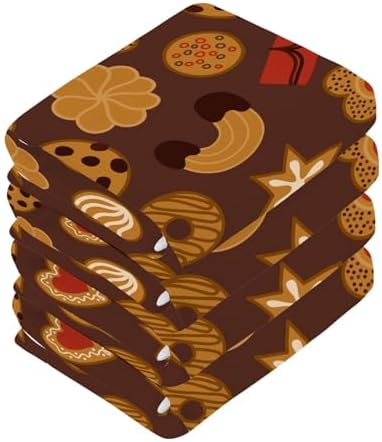Kigai Christmas Cookie Washcloth Set - Pure Cotton Soft Absorbent for Bath