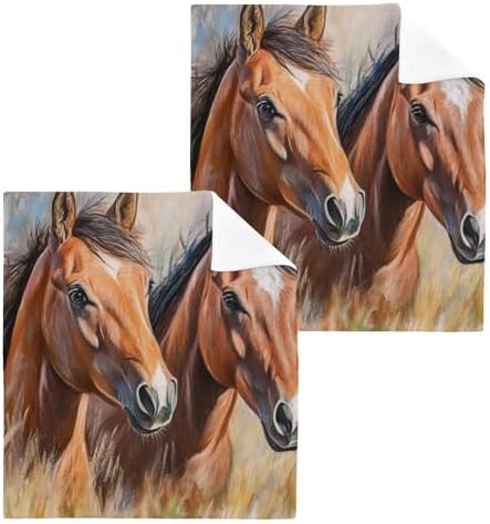 Your New Essential 2-Pack Pastel Horses Washcloths