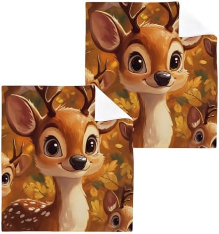 2-Pack Soft 12x12 cotton deer face bath towels