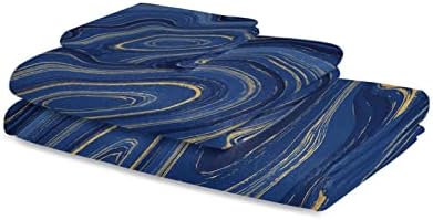 Marble Blue Bath Towels Set - Luxurious Soft Microfiber for Home Gym