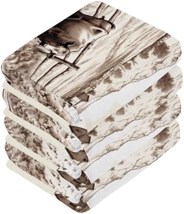 Cows in Countryside Washcloth Set 12x12