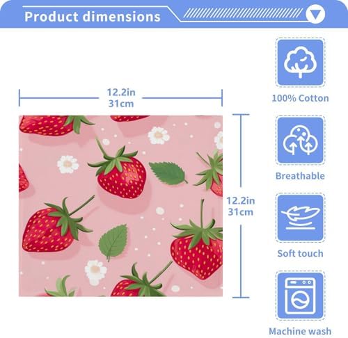 Strawberry Washcloth Set Perfect for Washdowns Soft Reusable Towels