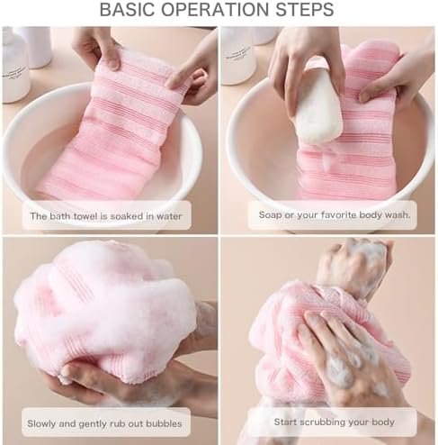 4-Piece Exfoliating Body Scrub Towels for Men Women