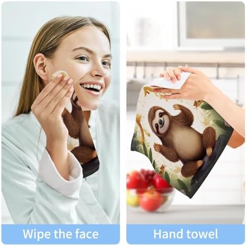 Xigua Cute Sloth Washcloths - Soft Absorbent 12x12 inch Pack