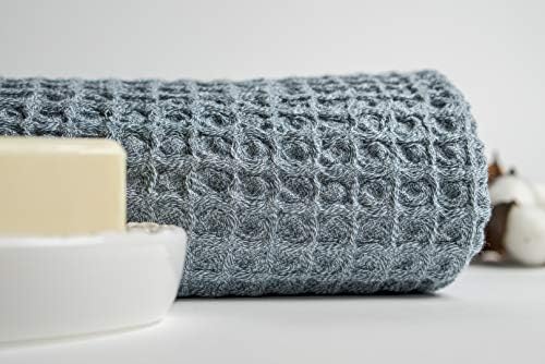 Ravel Nutrl Waffle Weave Washcloth - 13x13 Inch Blue Supima Cotton