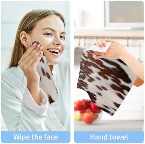 Xigua Cow Brown White Washcloths - 2 Pack 12x12 Inches