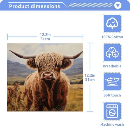ALAZA Scotland Cattle Highland Cow Washcloths Set 2 Pack