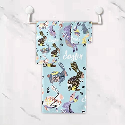 DOMIKING Easter Bunny Bath Towels Set for Hair Face Body