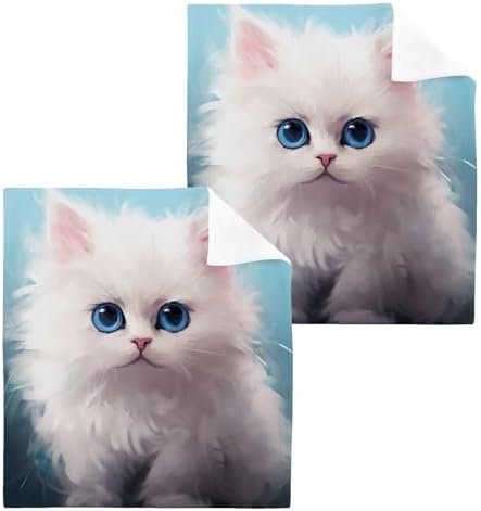 Kigai Cute Cat Washcloths Soft Quick-Dry Premium Face Towels