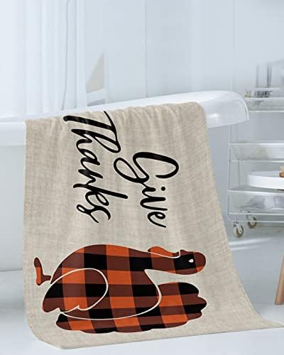 ZOE GARDEN Black Orange Check Turkey Towel Set 3-PC