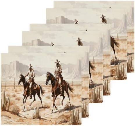 Desert Cowboy Washcloth Set - 12x12 Soft Cotton Reusable Face Hand Towels