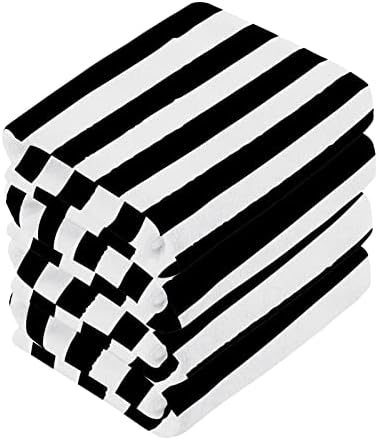 Kigai Premium Washcloth Set - Black White Stripes