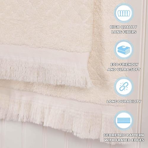 12 Set Cotton Geometric Jacquard Face Towels Eco-Friendly Machine Washable