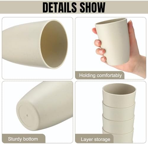 Patelai Unbreakable Plastic Cups Dishwasher Safe - Perfect for Smoothies More