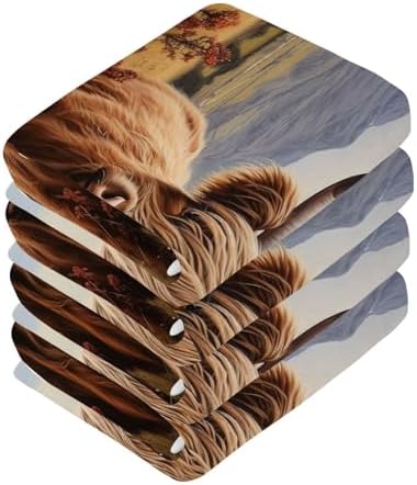ALAZA Scotland Cattle Highland Cow Washcloths Set 2 Pack