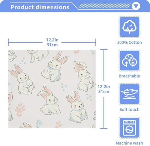 2-Pack Cute Rabbit Washcloth for Bathroom 12x12in Soft Cotton Towels