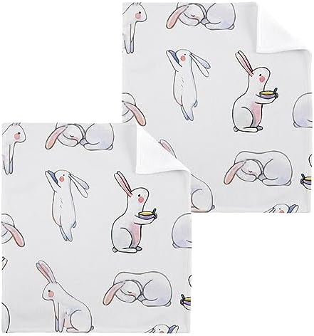ALAZA Watercolor Rabbits Animal Bunny Towels Set