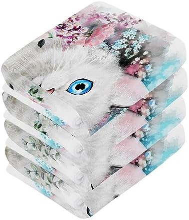 Cute Soft 12-inch Cotton Cat Towels for Home Travel