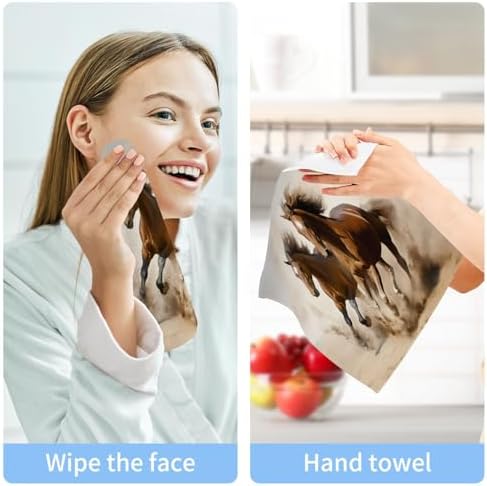 YETTASBIN Horse Washcloths 2 Pack Soft Cotton Towels