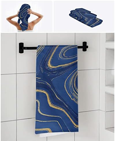 Marble Blue Bath Towels Set - Luxurious Soft Microfiber for Home Gym