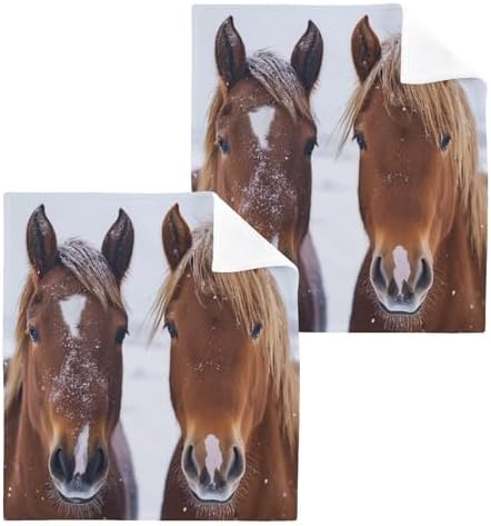Heads-Up on a Gdeal Two Wild Horses 12x12 Cotton Washcloths