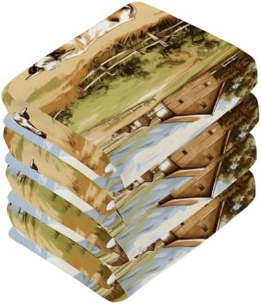 12x12 Soft Farm Animal Face Towels 2-Piece Absorbent Xigua