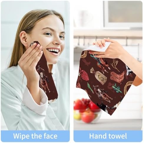 FUGIDOG Wild West Washcloths Set of 2 12x12 Inch