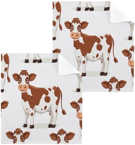 Bulletgxll 2-Piece Cow Print 12x12 Inch Washcloths