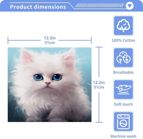 Kigai Cute Cat Washcloths Soft Quick-Dry Premium Face Towels