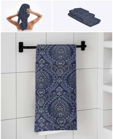 Navy Mandala Paisley Bathroom Towel Set