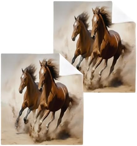 YETTASBIN Horse Washcloths 2 Pack Soft Cotton Towels