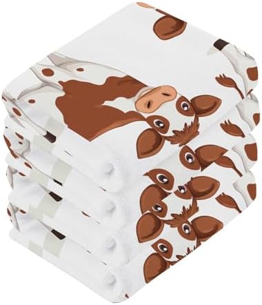 Bulletgxll 2-Piece Cow Print 12x12 Inch Washcloths