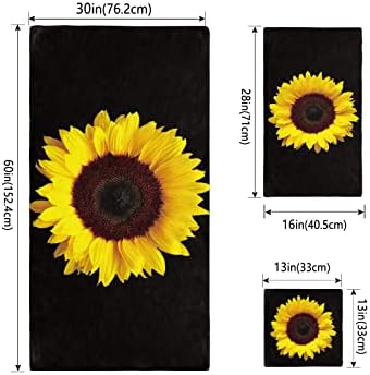 Luxury Black Sunflower Towel Set for Home Kitchen