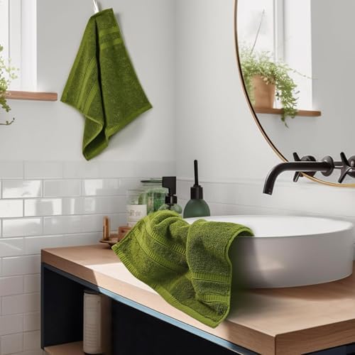 Luxurious 100 Cotton Washcloths Ultra Soft Absorbent Moss Green