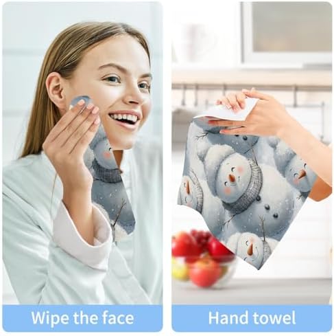 2-Pack Cute Snowman Washcloths for Bathroom