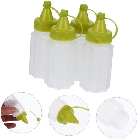 BRIGHTFUFU 4-Piece Squeeze Sauce Bottles for Ketchup Honey and Salad Dressings