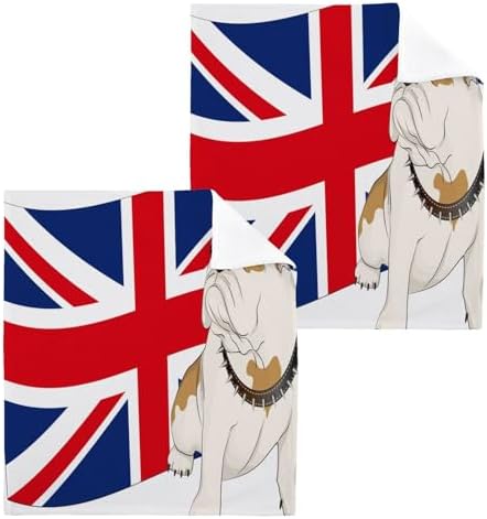 ALAZA Bulldog of The British Flag 12x12 Washcloth 2-Pack