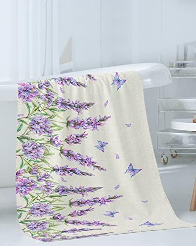 Chees D Zone Bath Towel SetPurple Floral Lavender Butterfly Soft Cotton Towels