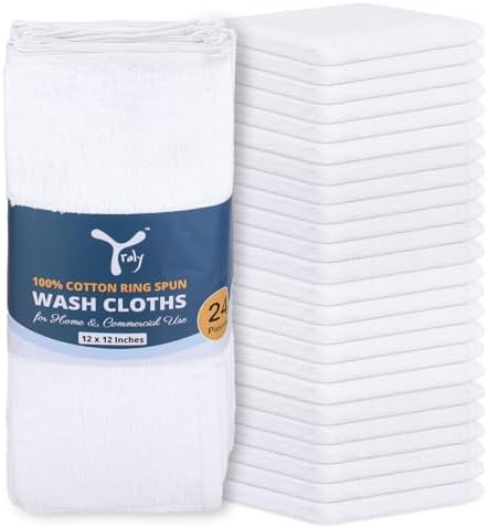 Premium 100 Cotton Washcloth Set - 24 Soft Thick Absorbent