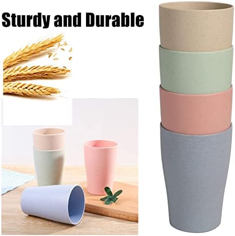 CAMBUY Wheat Straw Reusable Tumbler Set 4Pcs 15OZ