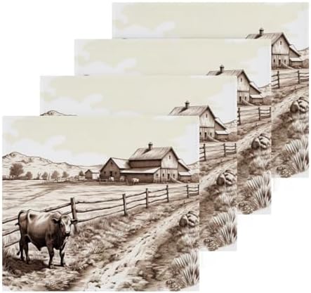 Cows in Countryside Washcloth Set 12x12