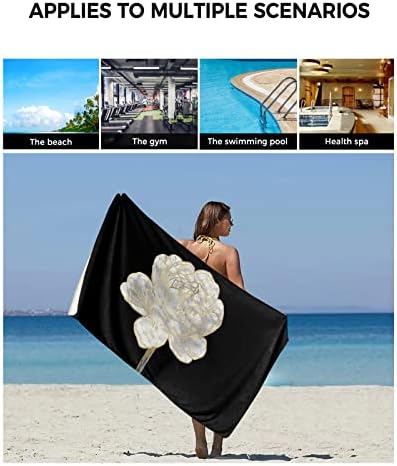 Abstract White Floral Towel Set for BathroomKitchen and More