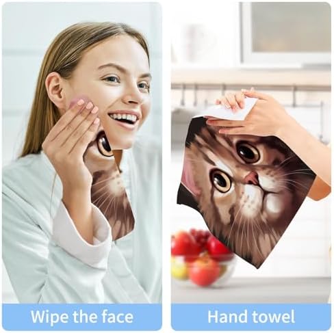 Cute Brown Cat Washcloth 12x12
