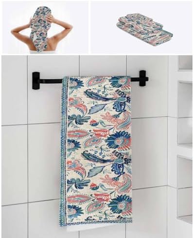 Retro Blue Paisley Bath Towels Set