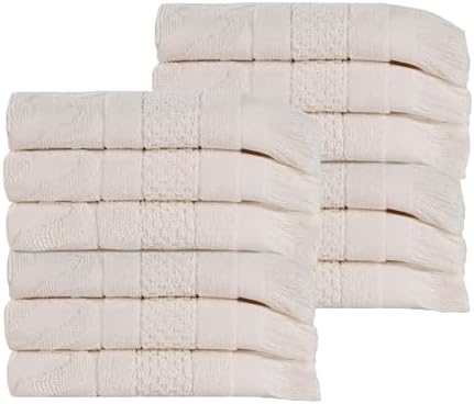 12 Set Cotton Geometric Jacquard Face Towels Eco-Friendly Machine Washable