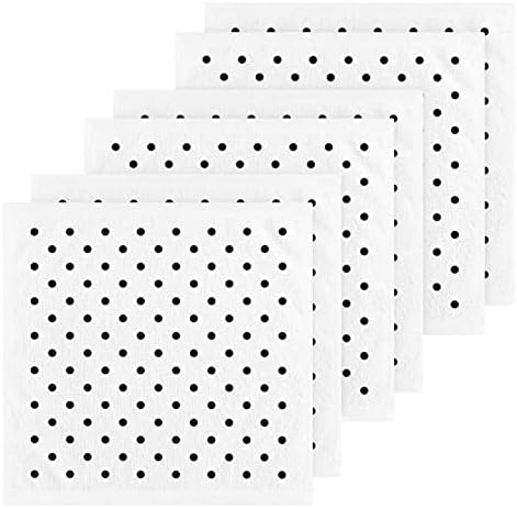 Linqin Cotton Washcloths Black Polka Dots 12x12 Pack of 2